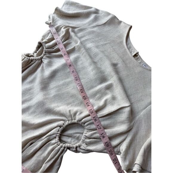 ASOS DESIGN asymmetric top with cut out side detail in stone Size 12 - Picture 10 of 11